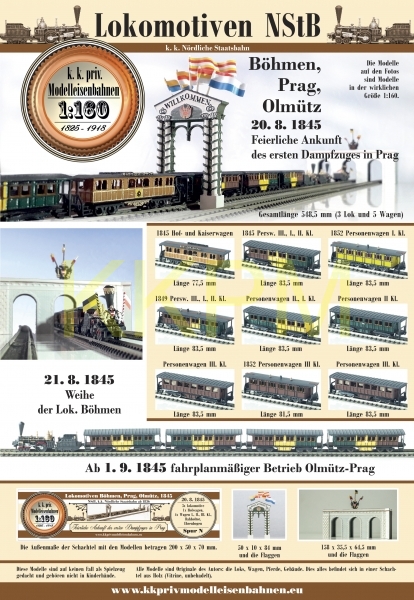 Lokomotiven NStB, Böhmen, Prag, Olmütz und 5 wagen