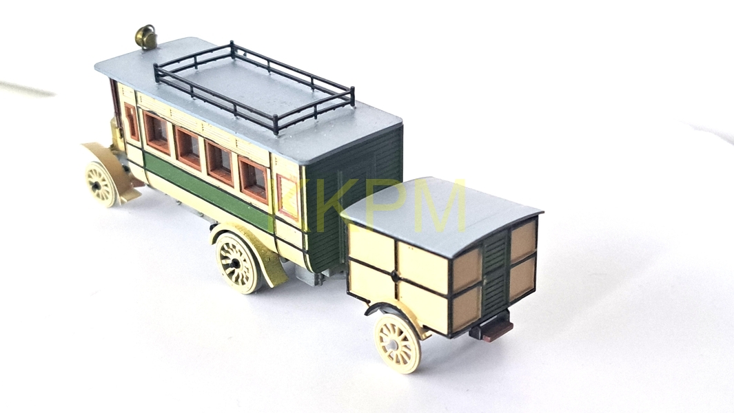 Omnibus Laurin & Klement, HOS (AB) 1908 mit Hänger H0 Bausatz – Bild 3