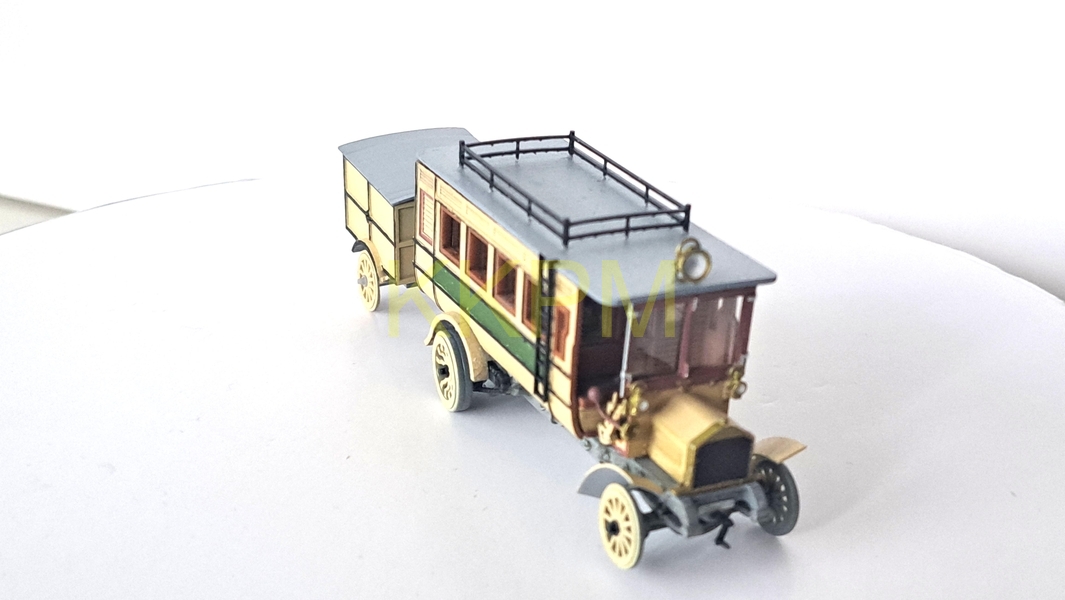 Omnibus Laurin & Klement, HOS (AB) 1908 mit Hänger H0 Bausatz – Bild 4