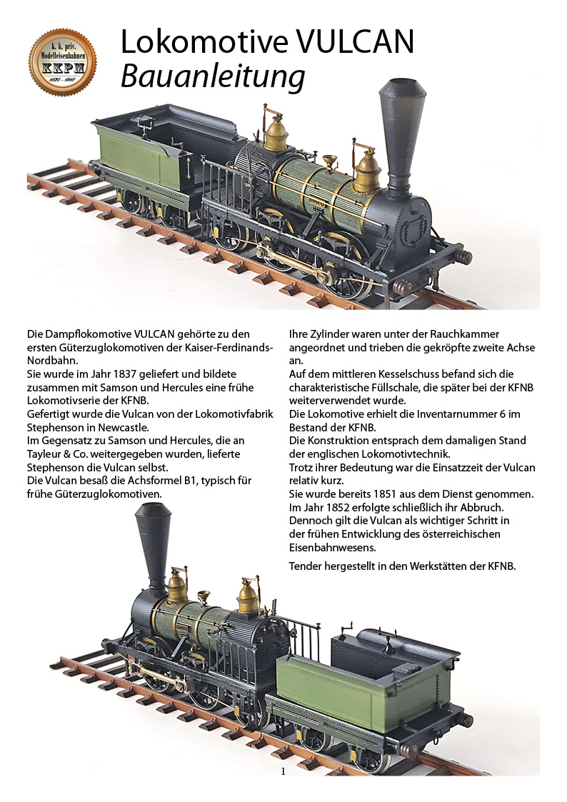 Lokomotive VULCAN 1837 H0 Bausatz – Bild 2